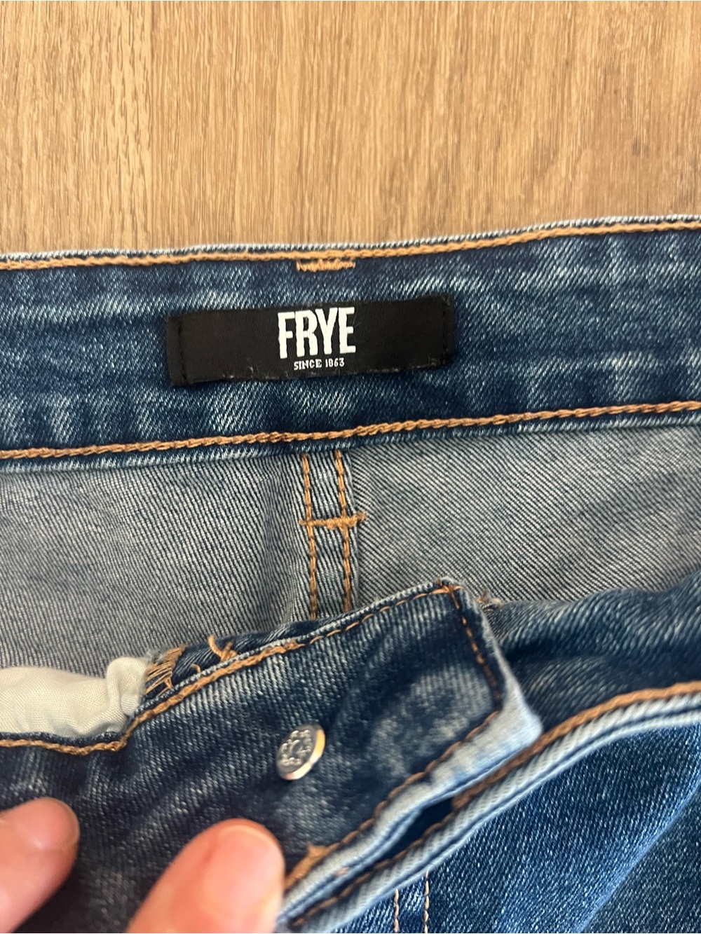 Frye High Rise Straight Leg Opaque Blue Denim Jeans, Women 12/31 - Picture 3 of 4